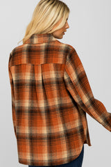Rust Plaid Brushed Flannel Top