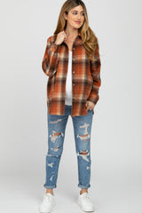 Rust Plaid Brushed Maternity Flannel Top