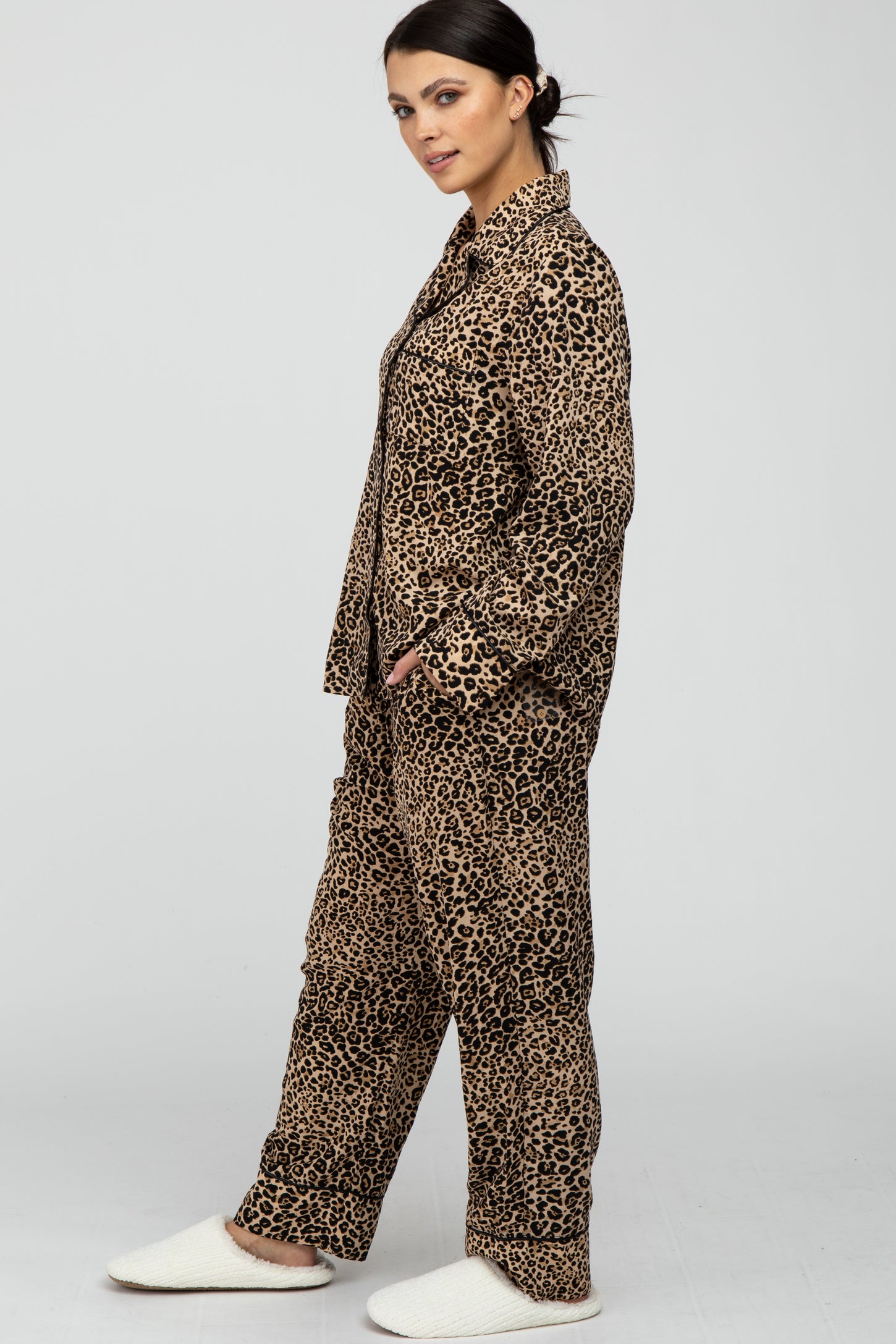 Taupe Leopard Print Pajama Set