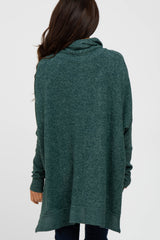Forest Green Brushed Cowl Neck Poncho Sweater