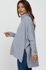 Heather Grey Brushed Cowl Neck Poncho Maternity Sweater