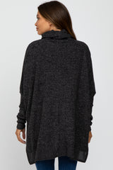 Black Brushed Cowl Neck Poncho Maternity Sweater