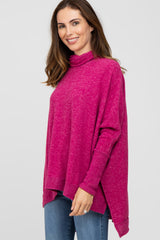 Magenta Brushed Cowl Neck Poncho Sweater