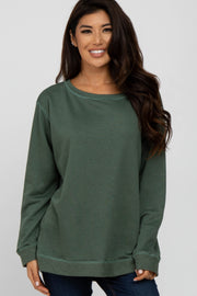 Olive Contrast Long Sleeve Pullover