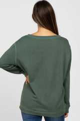 Olive Contrast Maternity Long Sleeve Pullover