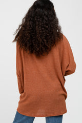 Rust Brushed Ribbed Dolman Sleeve Top