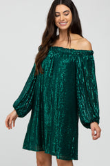 Green Sequin Off Shoulder Dress