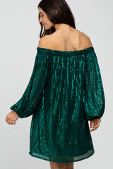 Green Sequin Off Shoulder Dress