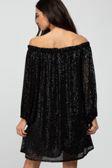 Black Sequin Off Shoulder Dress