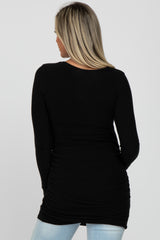 Black Soft Knit Ruched Maternity Top