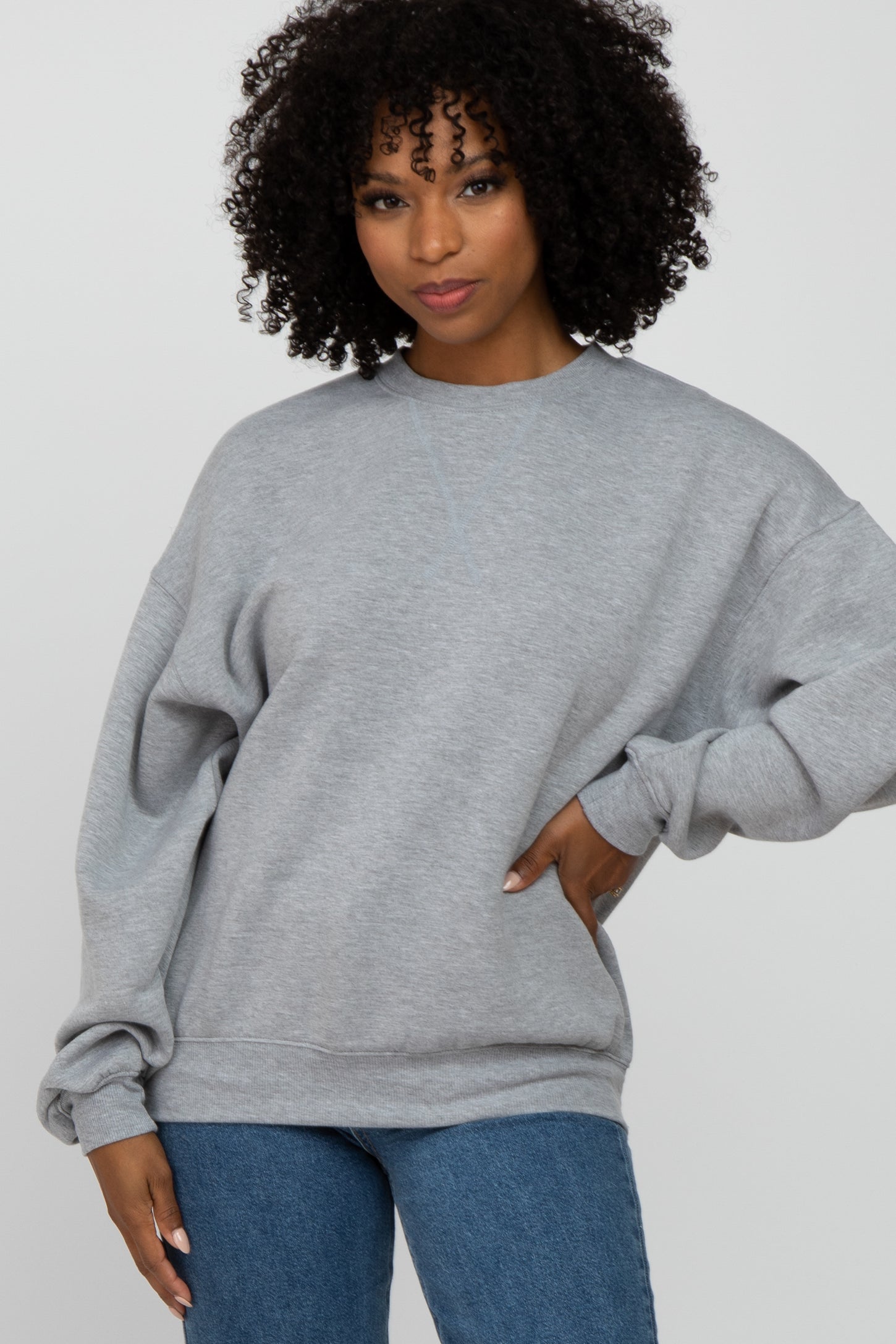 Heather Grey Soft Pullover Maternity Sweatshirt