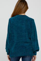 Teal Chenille Knit Maternity Sweater