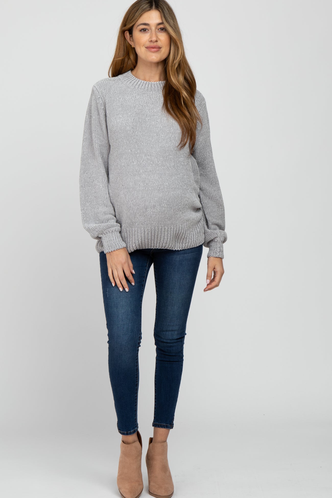 Heather Grey Chenille Knit Maternity Sweater – PinkBlush