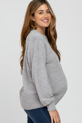 Heather Grey Chenille Knit Maternity Sweater