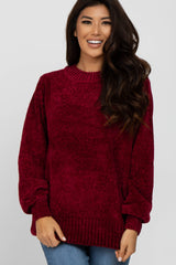 Burgundy Chenille Knit Maternity Sweater