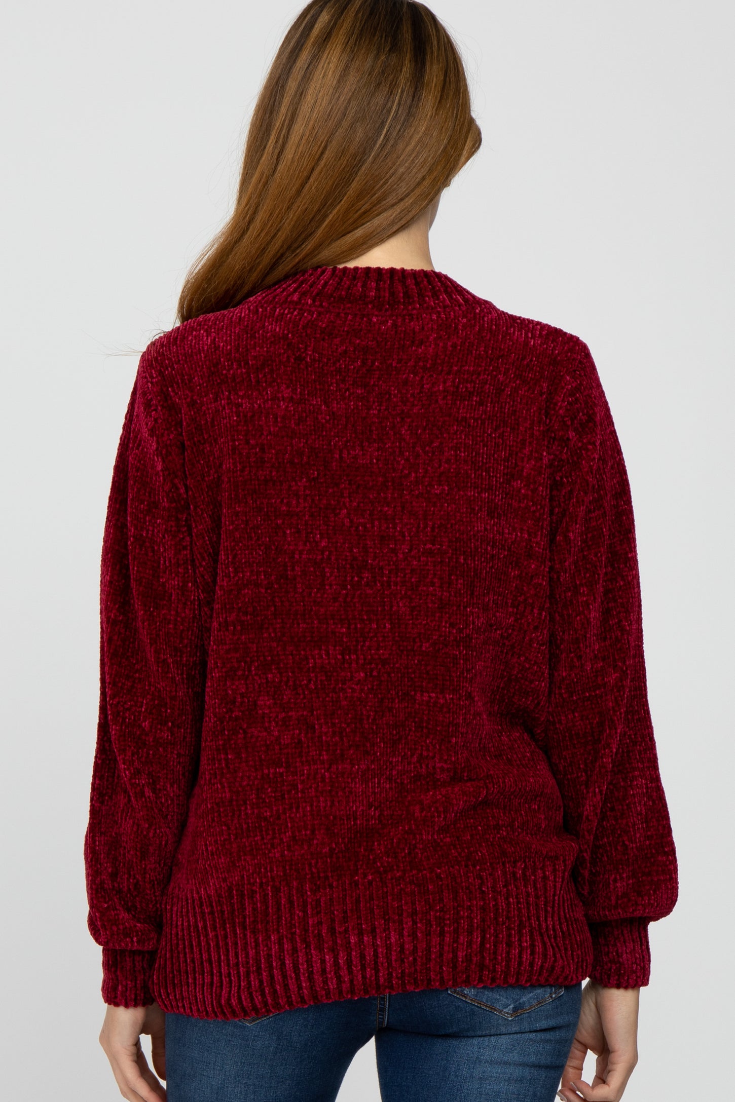 Burgundy Chenille Knit Maternity Sweater
