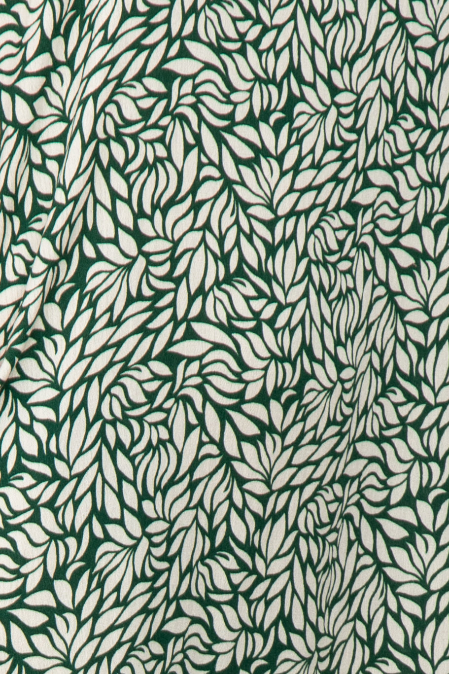 Green Leaf Print Ruffle Hem Sleeveless Maxi Dress