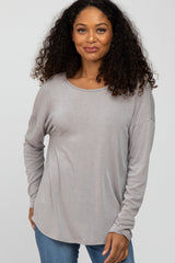Taupe Cutout Back Long Sleeve Maternity Top