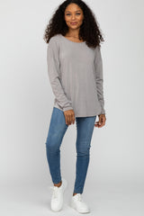 Taupe Cutout Back Long Sleeve Top