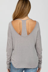 Taupe Cutout Back Long Sleeve Maternity Top