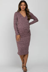 Mauve Heather Wrap Fitted Maternity Dress