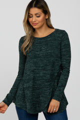 Forest Green Heather Knit Layered Front Nursing Top