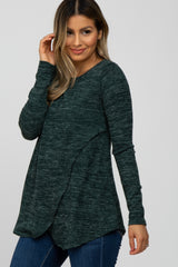 Forest Green Heather Knit Layered Front Nursing Top