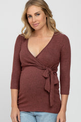 Mauve Brushed Knit Maternity/Nursing Wrap Top