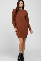 Rust Mock Neck Sweater Maternity Dress