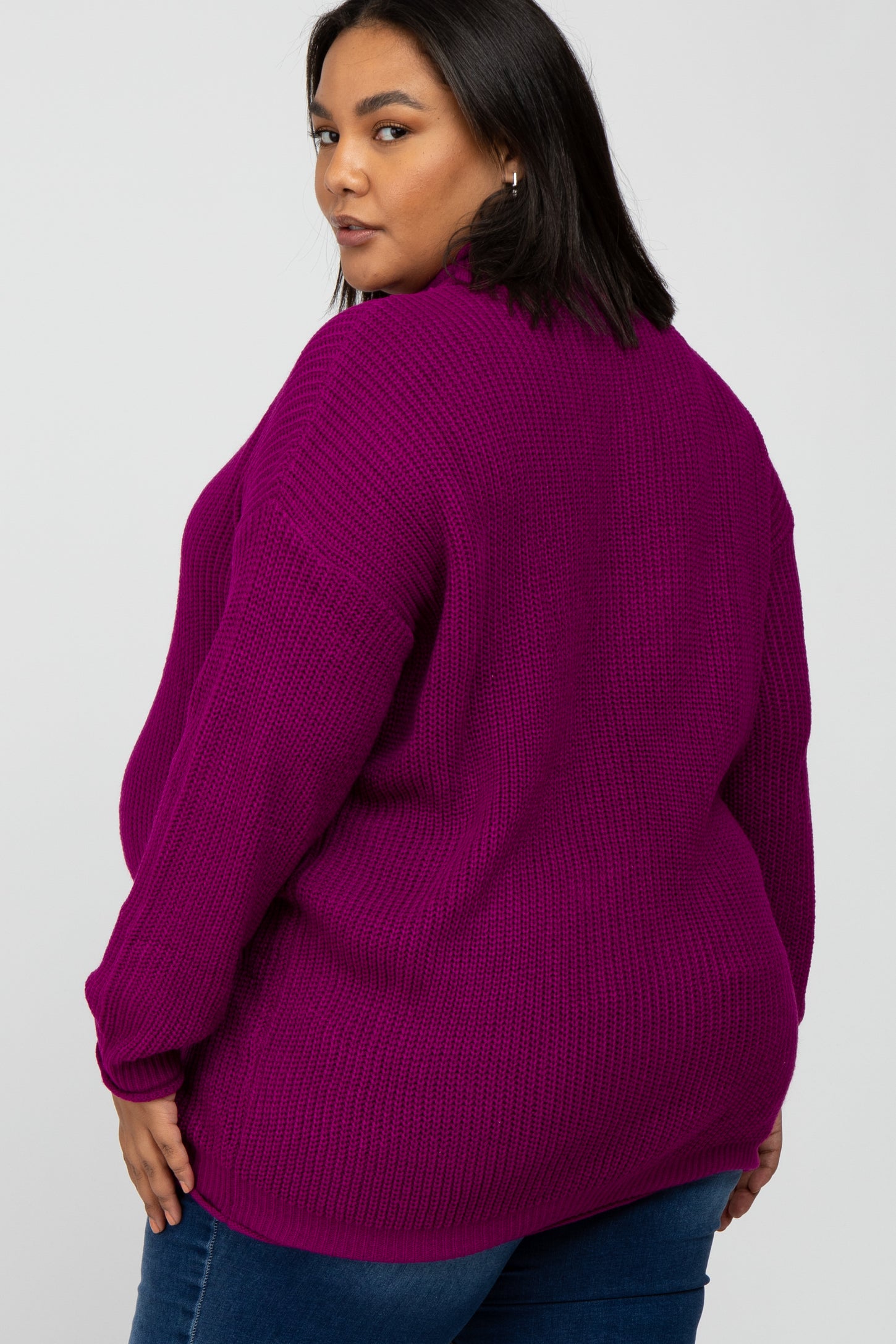 Magenta Mock Neck Maternity Plus Sweater