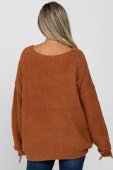 Camel V-Neck Soft Maternity Sweater