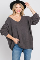 Charcoal V-Neck Soft Maternity Sweater
