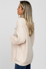 Beige V-Neck Soft Maternity Sweater