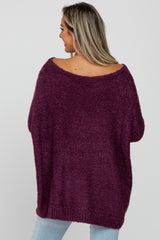 Purple Boat Neck Dolman Sleeve Maternity Sweater