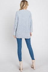 Light Blue Chenille V-Neck Sweater