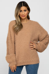 Taupe Fuzzy Chunky Knit Sweater