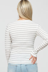 Ivory Ribbed Striped Maternity Long Sleeve Top