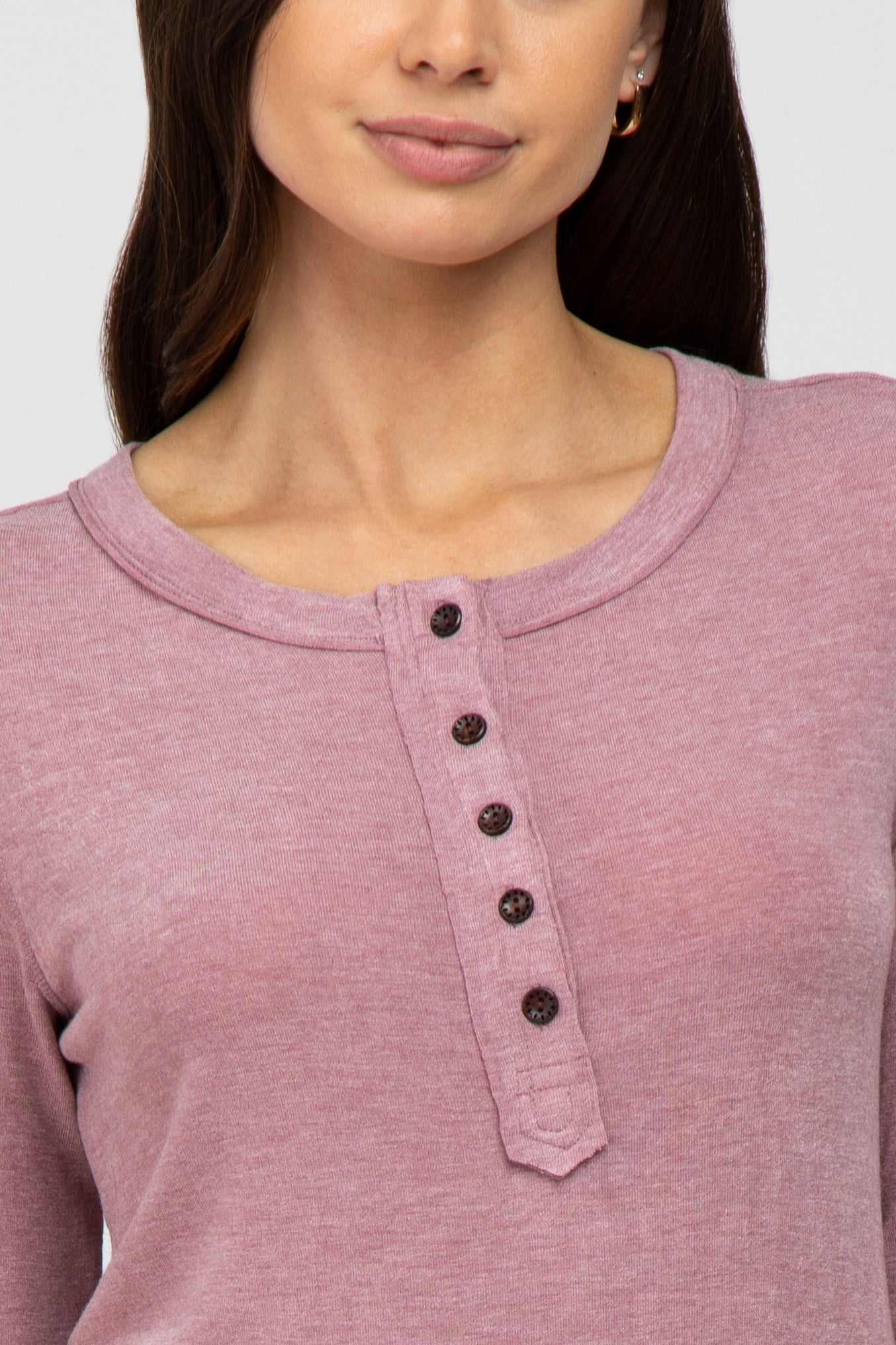 Mauve Button Up Long Sleeve Top– PinkBlush