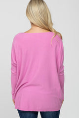 Pink Soft Knit Boatneck Dolman Sleeve Maternity Sweater
