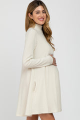 Ivory Brushed Mock Neck Maternity Dress