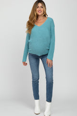 Blue Knot Back Maternity Sweater