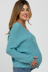 Blue Knot Back Maternity Sweater