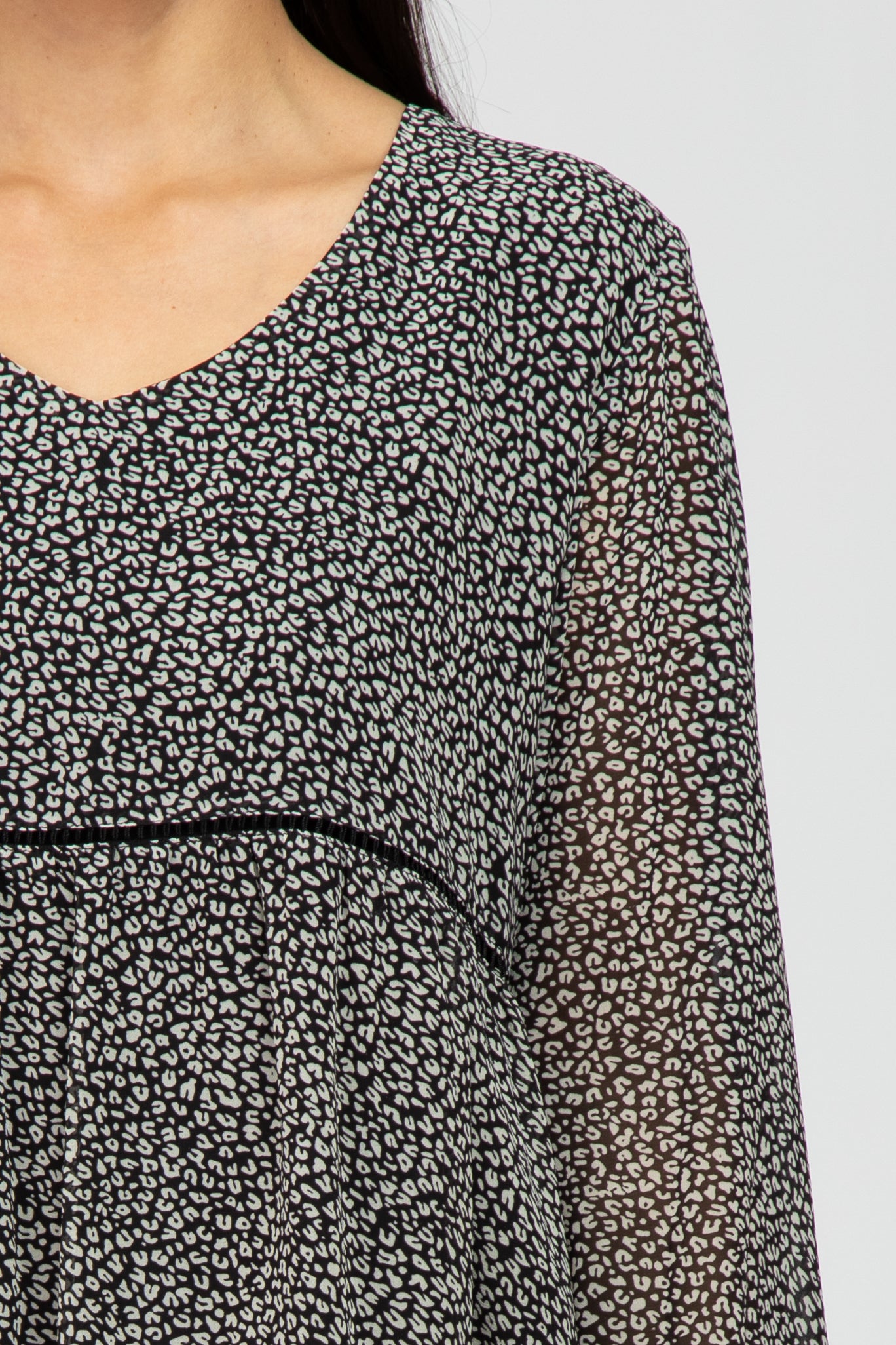 Black Leopard Print Tiered Dress