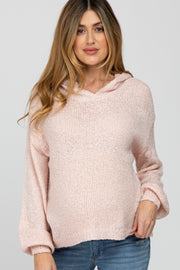 Light Pink Hooded Maternity Sweater