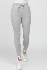 Heather Grey Striped Cuff Sweatpants