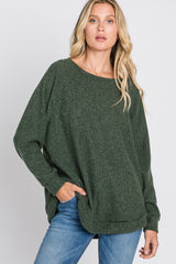 Olive Brushed Ribbed Long Sleeve Maternity Top
