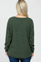 Olive Brushed Ribbed Long Sleeve Maternity Top
