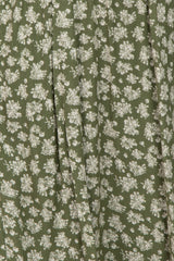 Olive Floral Floral Square Neck Ruffle Hem Maternity Midi Dress