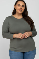 Olive Long Sleeve Maternity Plus Top