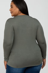 Olive Long Sleeve Maternity Plus Top